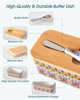 Vancasso SIMI butter dish measures 6.5 inches, fitting standard butter sticks.