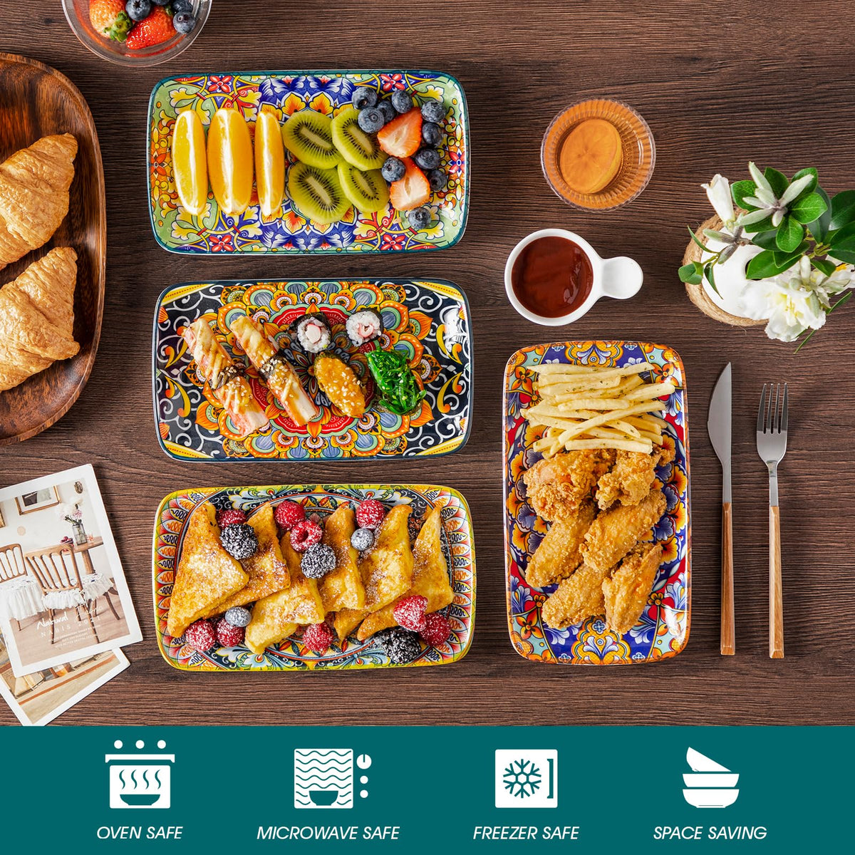 Vancasso Simi rectangular plate depth for secure portions and serving.
