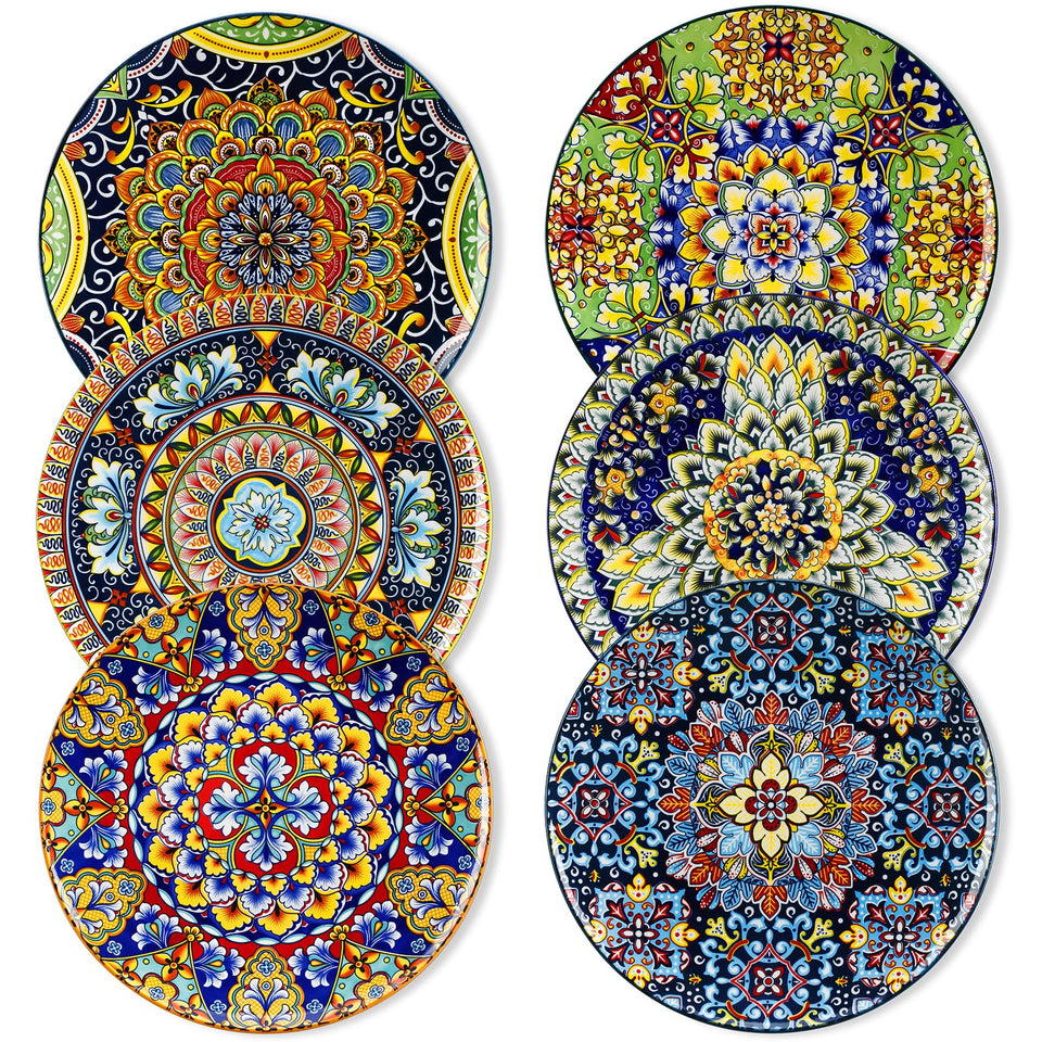 Vancasso Simi 10-5-inch dinner plate with colorful bohemian pattern for meals