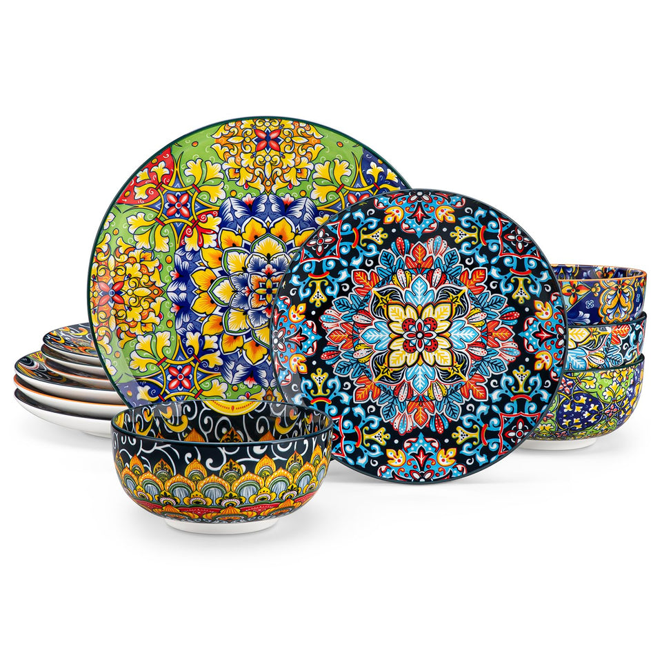 Vancasso SIMI dinner plates with Bohemian patterns for vibrant table settings.
