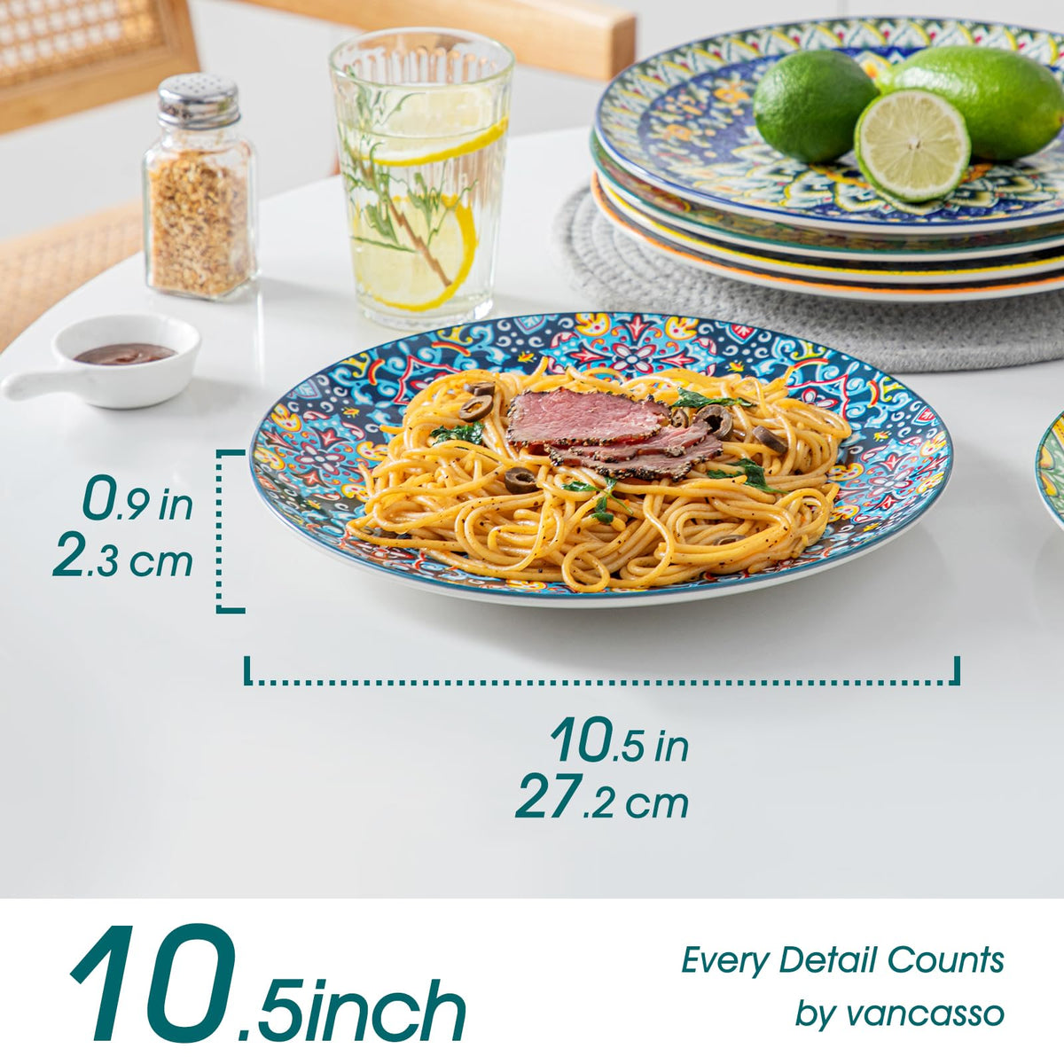 Vancasso Simi plate close-up showing glaze and vibrant colors