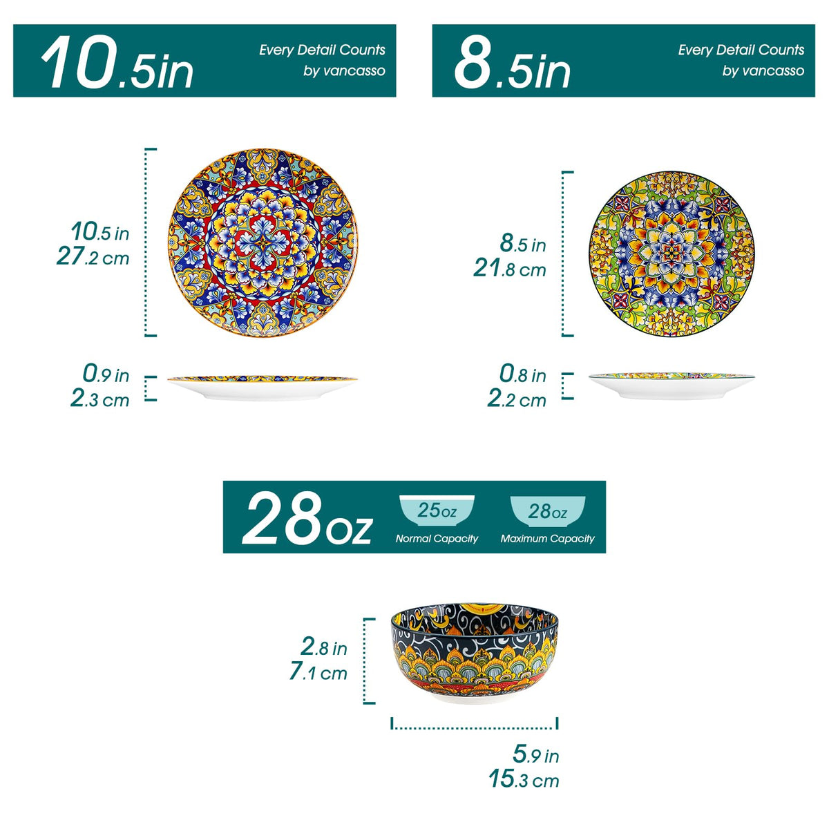 Vancasso SIMI salad plates featuring colorful motifs for fresh meals.