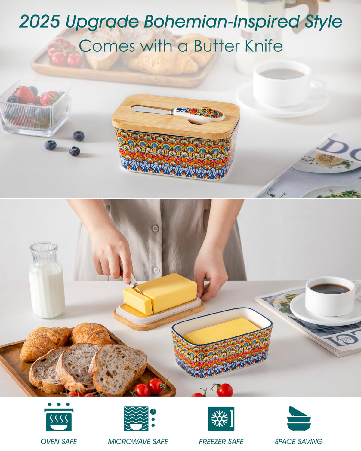 Vancasso SIMI lid with double silicone seal keeps butter fresh.