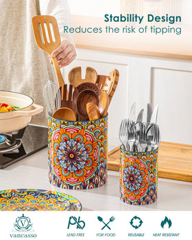Vancasso SIMI bohemian-pattern holder adds color to a modern kitchen.