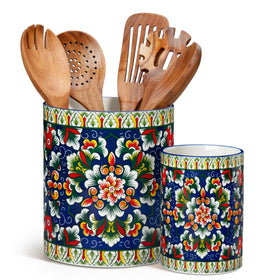 Vancasso SIMI utensil holder front view with sturdy porcelain for organized counters