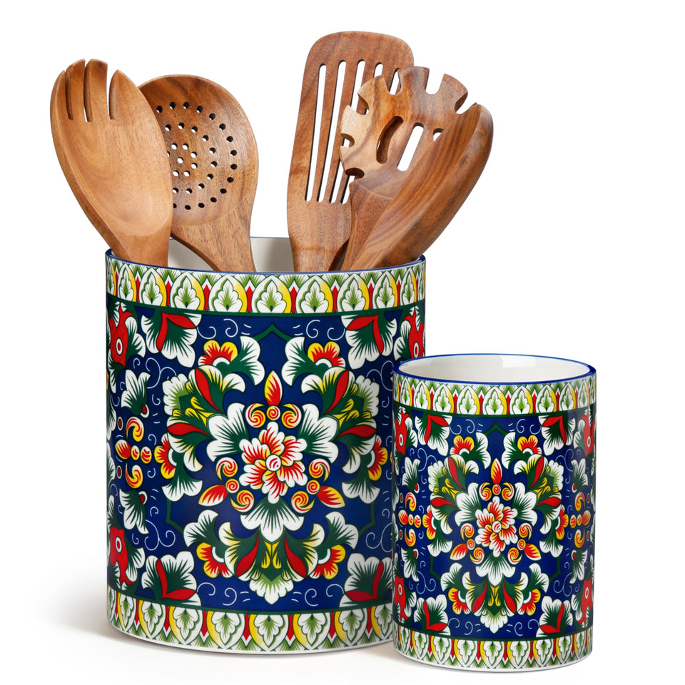 Vancasso SIMI utensil holder front view with sturdy porcelain for organized counters