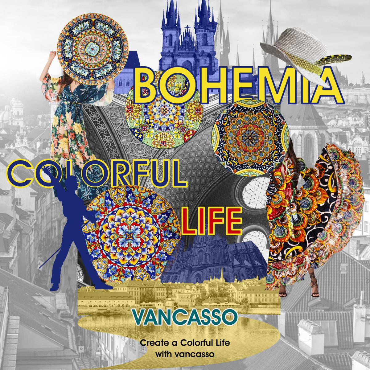 Vancasso Simi wall display boho plates add decorative charm