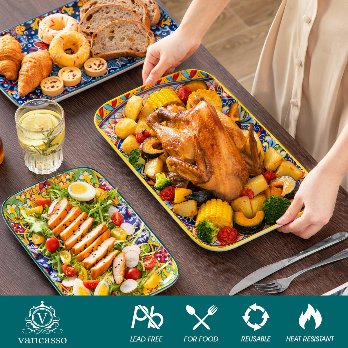 Vancasso 12-inch small rectangular platter perfect for desserts or tapas.