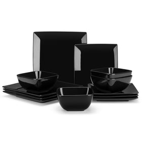 Vancasso Soho dinner plate in black square design for modern table settings.