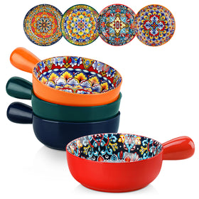 Vancasso soup bowls with dual-hole handles to reduce heat stress and aid cleaning.