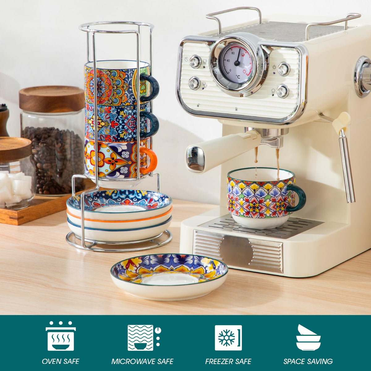 Vancasso stackable 8oz espresso cups for compact storage
