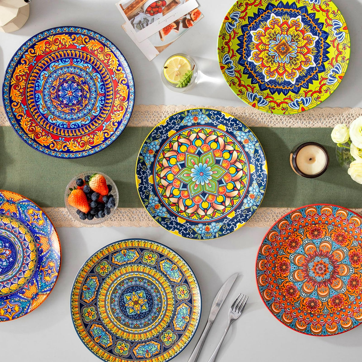 Vancasso Boho dishware close-up shows stacking-friendly design.