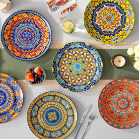 Vancasso Boho dishware close-up shows stacking-friendly design.