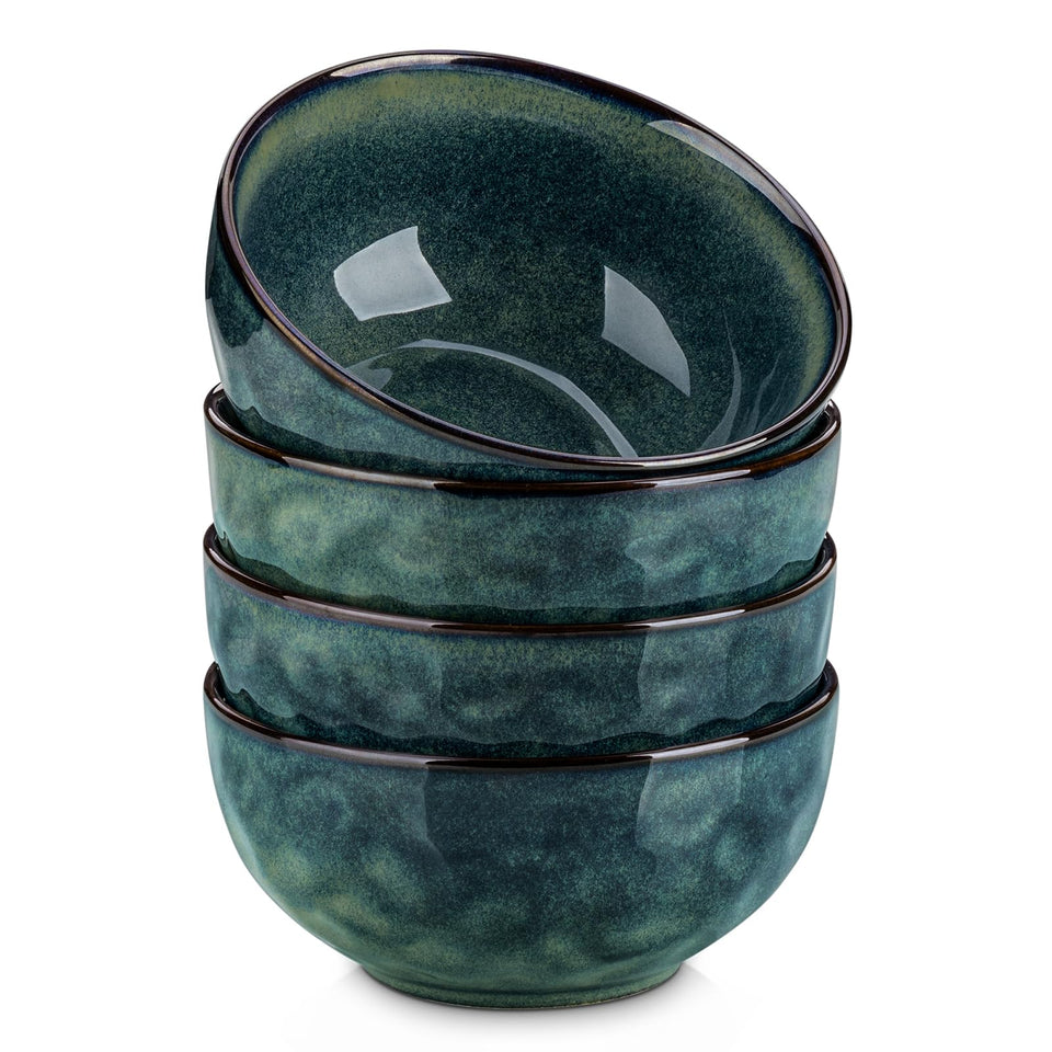 Vancasso Starry 24oz soup bowl set in green for versatile meals and easy serving.