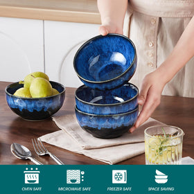 Vancasso Starry ceramic bowl set complements pasta, cereal, and desserts beautifully.