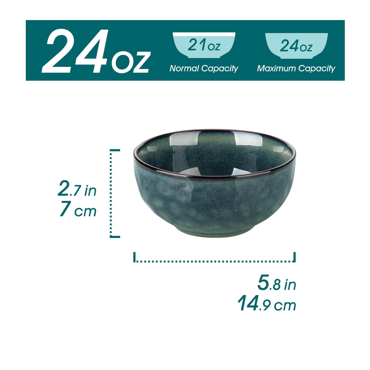 Vancasso Starry deep ceramic bowl in green enhances soups and pastas with generous capacity.