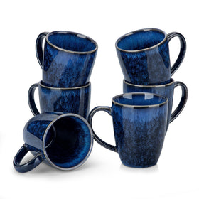 Vancasso Starry mug set close-up showing blue reactive glaze