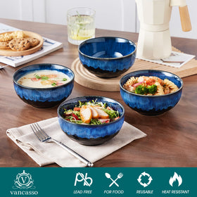 Vancasso Starry soup bowl shown full with pasta for everyday dinner use.