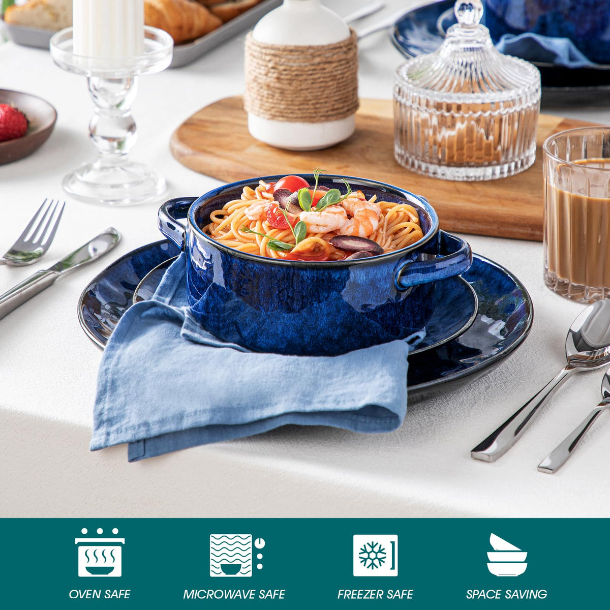 Vancasso Starry bowls stackable blue pattern saves kitchen space