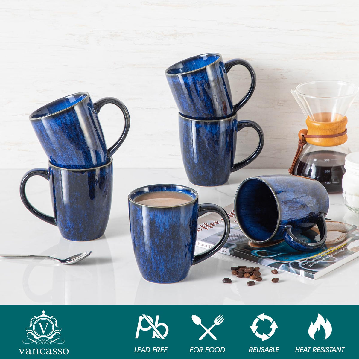 Vancasso Starry mug set with comfortable wide handles for easy grip