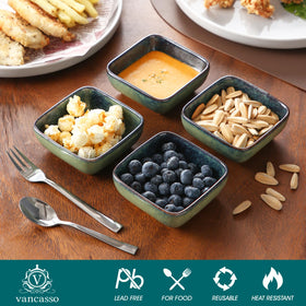 Vancasso Stern square bowls ideal for organized side dishes on a modern table.