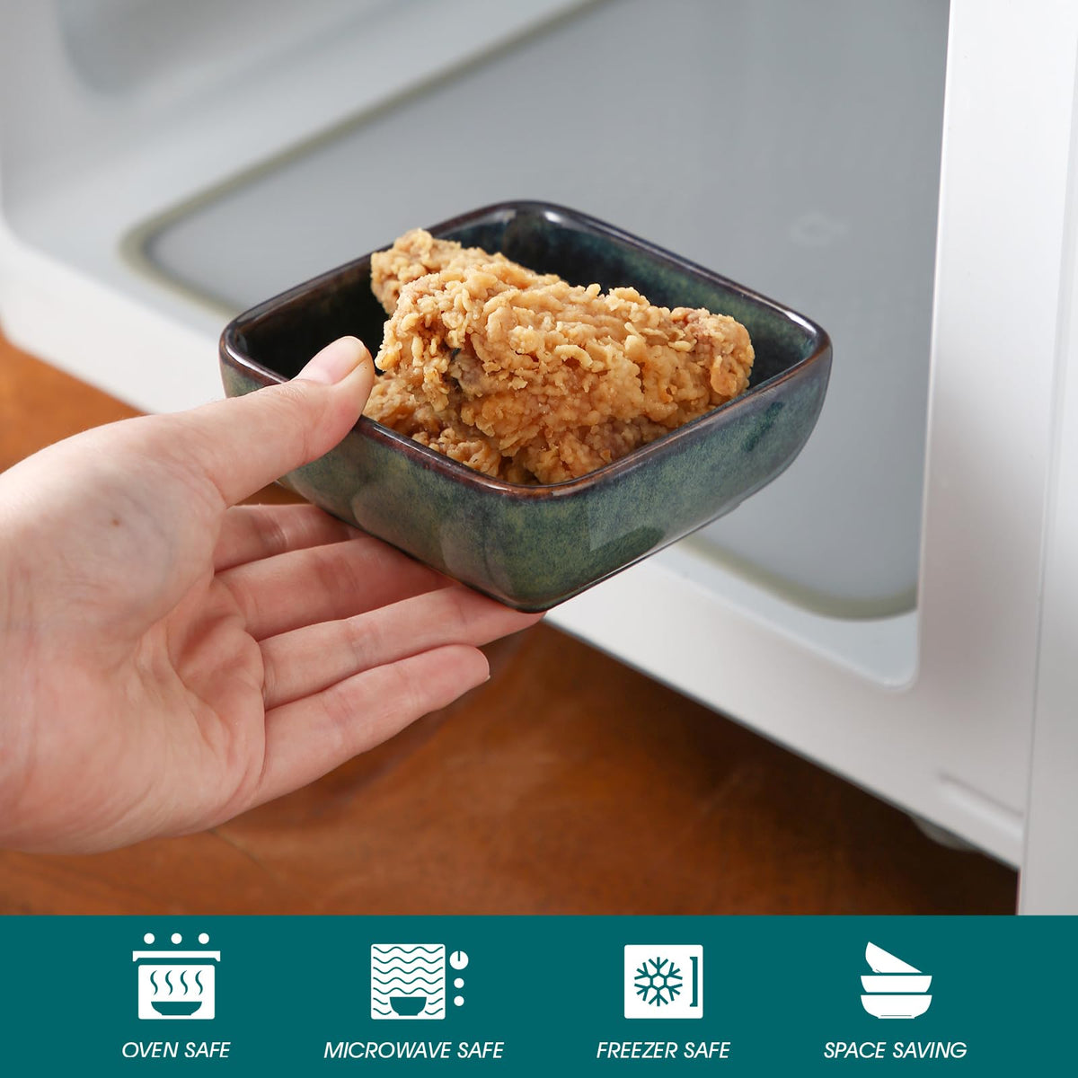 Vancasso Stern stackable dipping bowls save space during hosting and storage.
