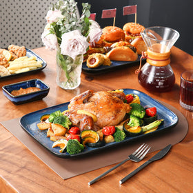 Vancasso Stern dishware is microwave and dishwasher safe for easy cleanup.