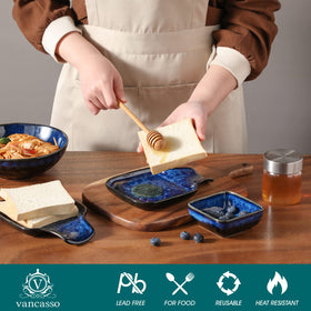 Vancasso Stern spoon rest made of heat-resistant porcelain for cooking sessions.