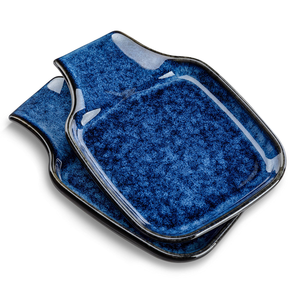 Vancasso Stern spoon rest in square blue porcelain keeps countertops clean and stylish.