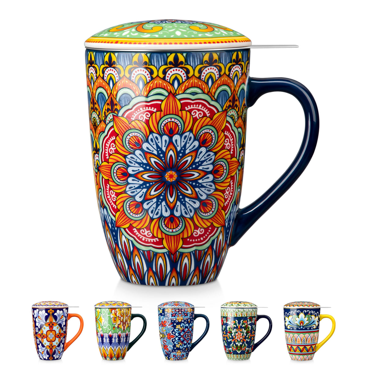 Vancasso tea mug with infuser and lid, 18oz capacity for relaxing tea breaks.