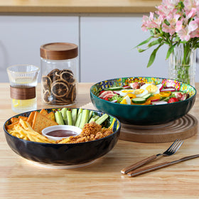 Wall display-ready boho decor adds color to kitchen and dining spaces.