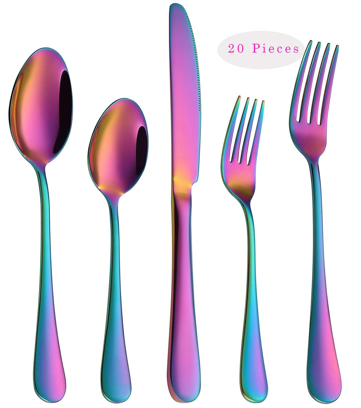 VANDBAO Rainbow flatware 20-piece set for elegant table settings and durable everyday use.