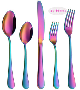 VANDBAO Rainbow flatware 20-piece set for elegant table settings and durable everyday use.