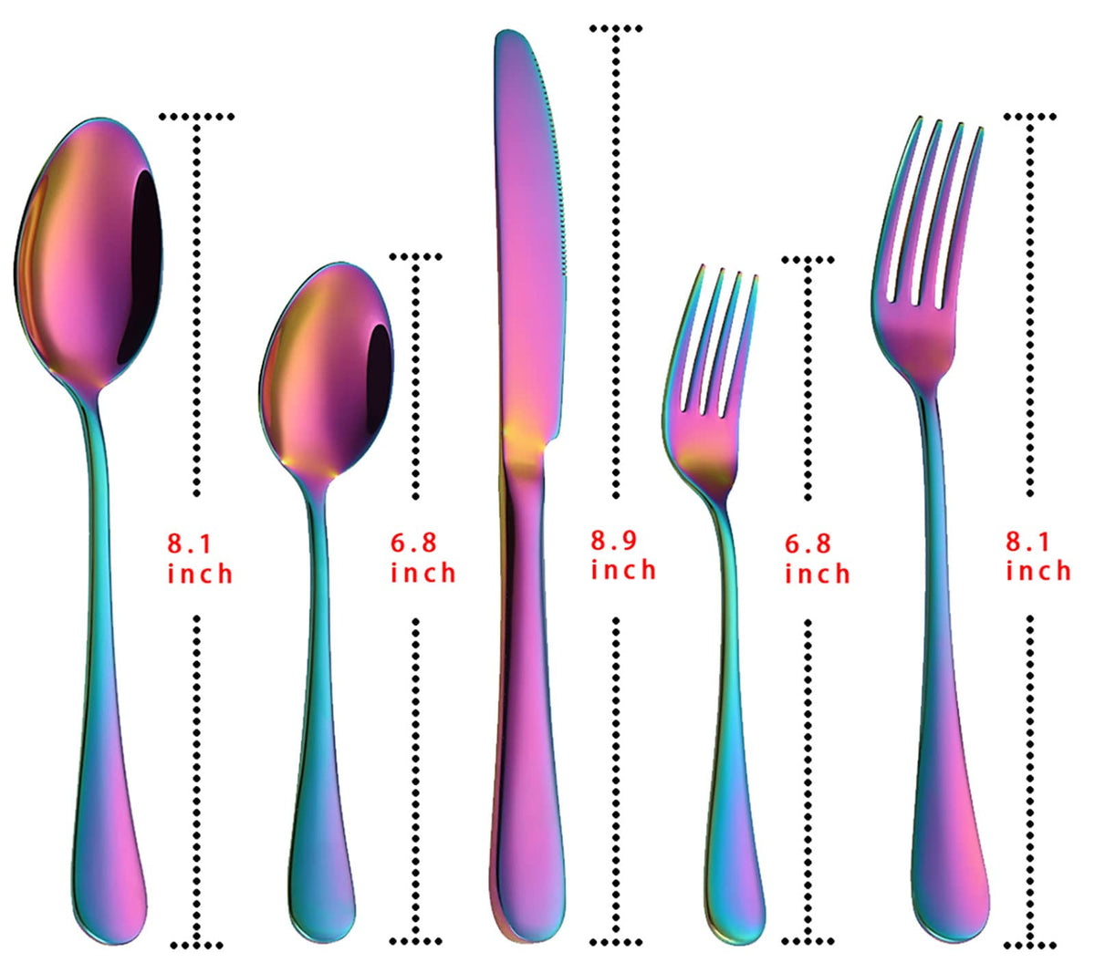 VANDBAO Rainbow flatware dishwasher safe for convenient cleaning.