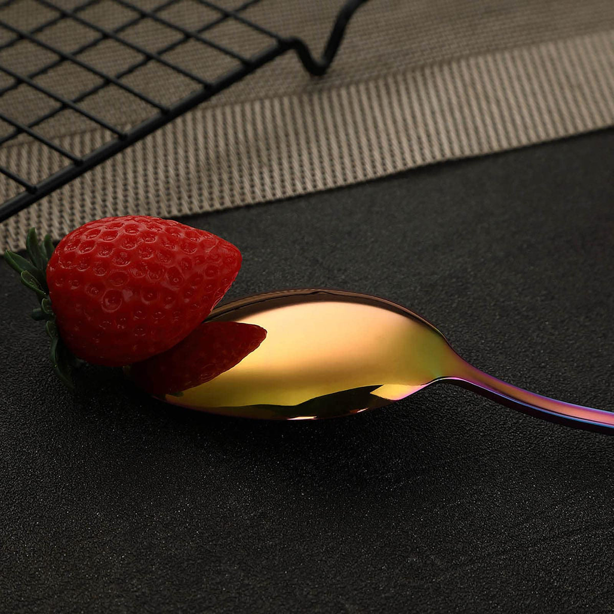 VANDBAO Rainbow flatware ergonomic handle provides comfortable grip during meals.