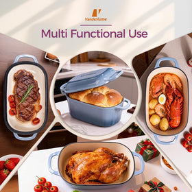 Vanderlume 4-6 quart oval Dutch oven with lid for versatile baking.
