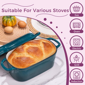 Vanderlume teal enamel cast iron offers durable kitchen performance.