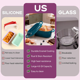 Vanderlume teal oval oven ideal for artisanal loaves and hearty casseroles.