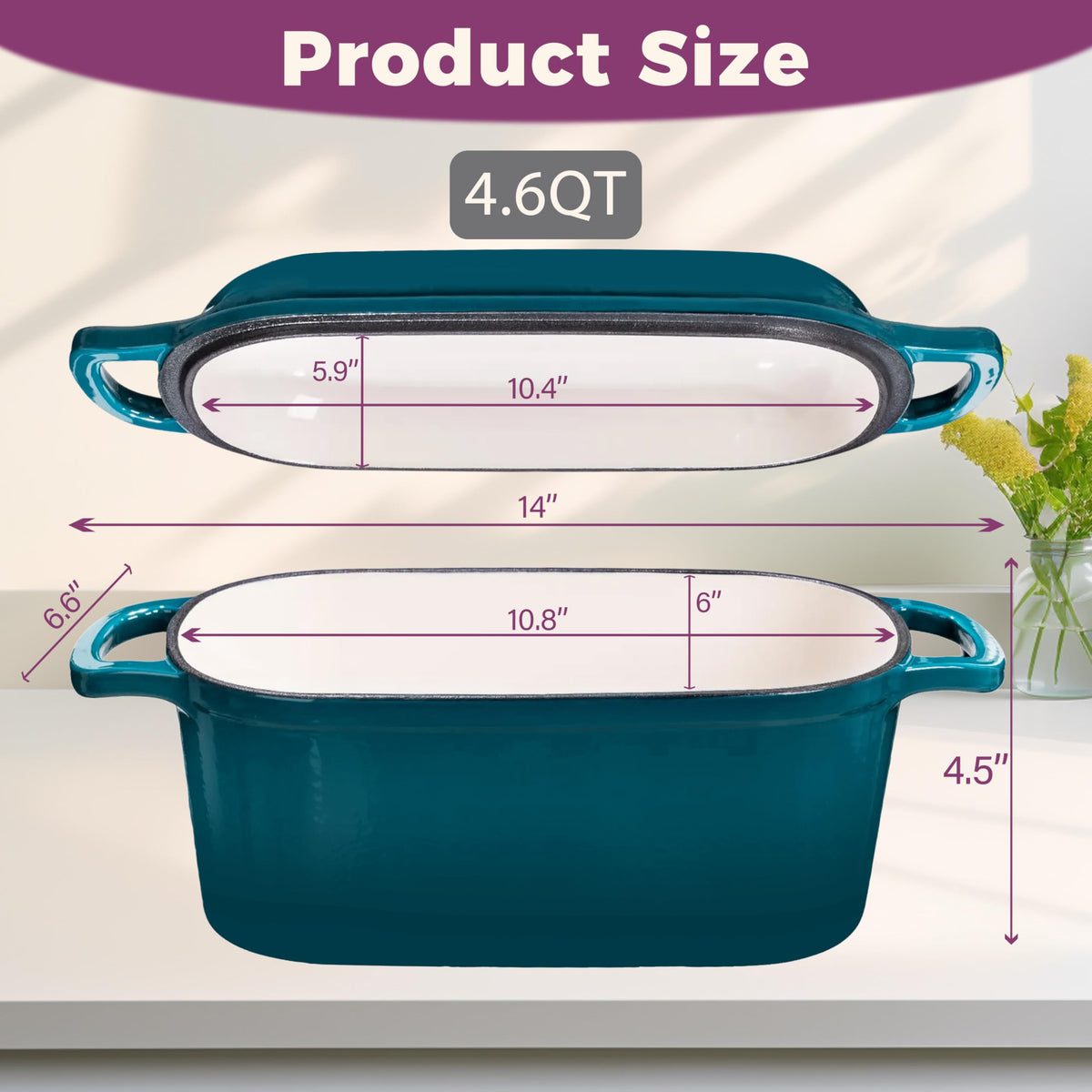 Vanderlume teal self-basting lid locks moisture for tender interiors.