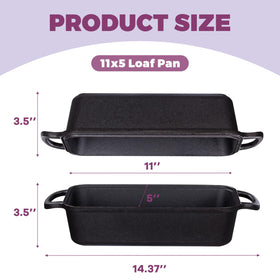 Even heat distribution in Vanderlume cast iron loaf pan for consistent baking.