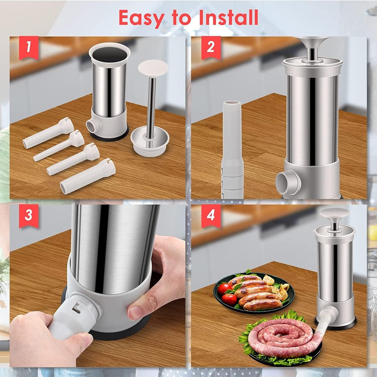 VANEME sausage stuffer easy-clean design ready for quick cleanup
