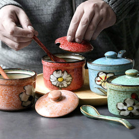 VanEnjoy floral ceramic jar set for stylish storage and gifting