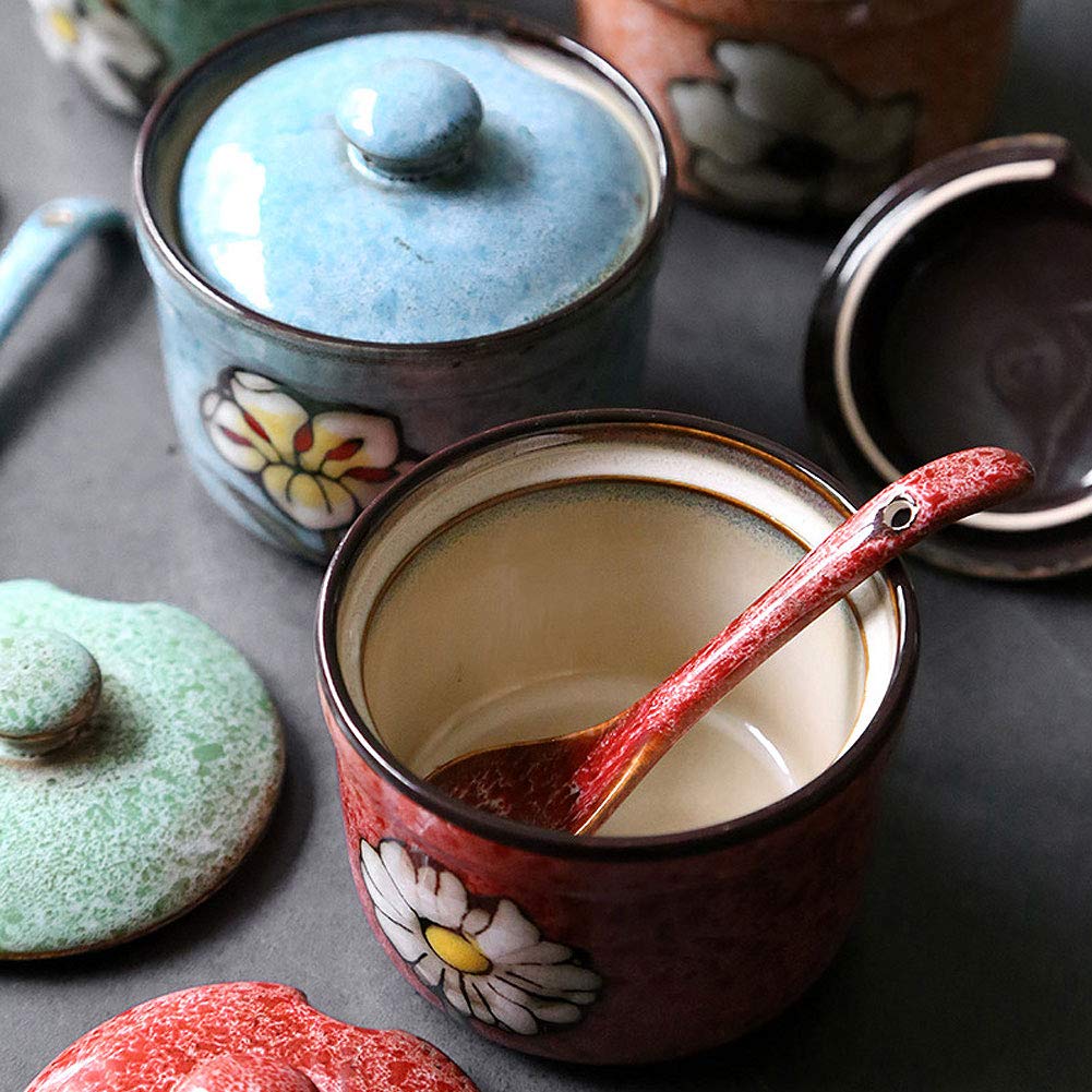 VanEnjoy round condiment jar with lid keeps contents fresh and dust-free