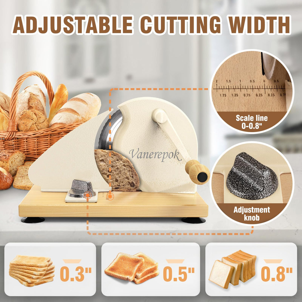 vanerepok bread slicer ergonomic handle reduces hand fatigue during long slicing sessions