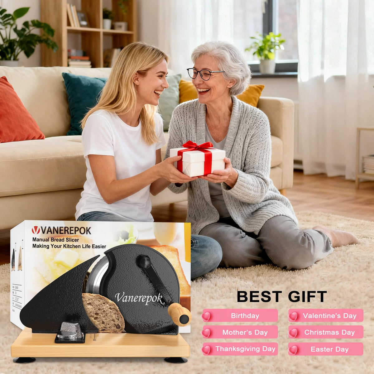 Vanerepok bread slicer suited for homes and small cafes