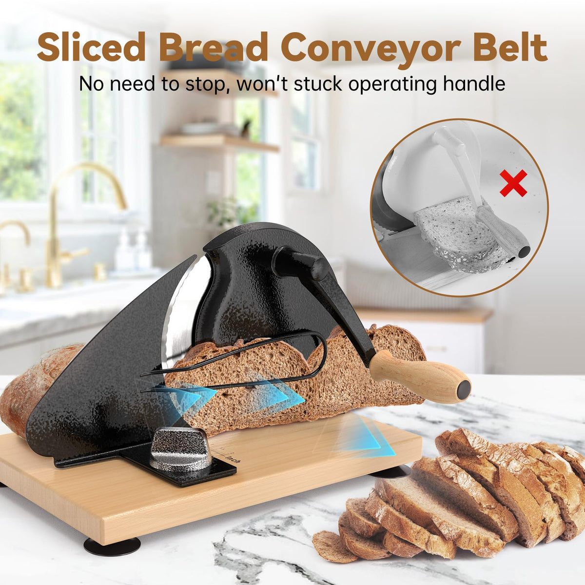 Vanerepok sourdough slicer featuring gear drive for smooth cutting