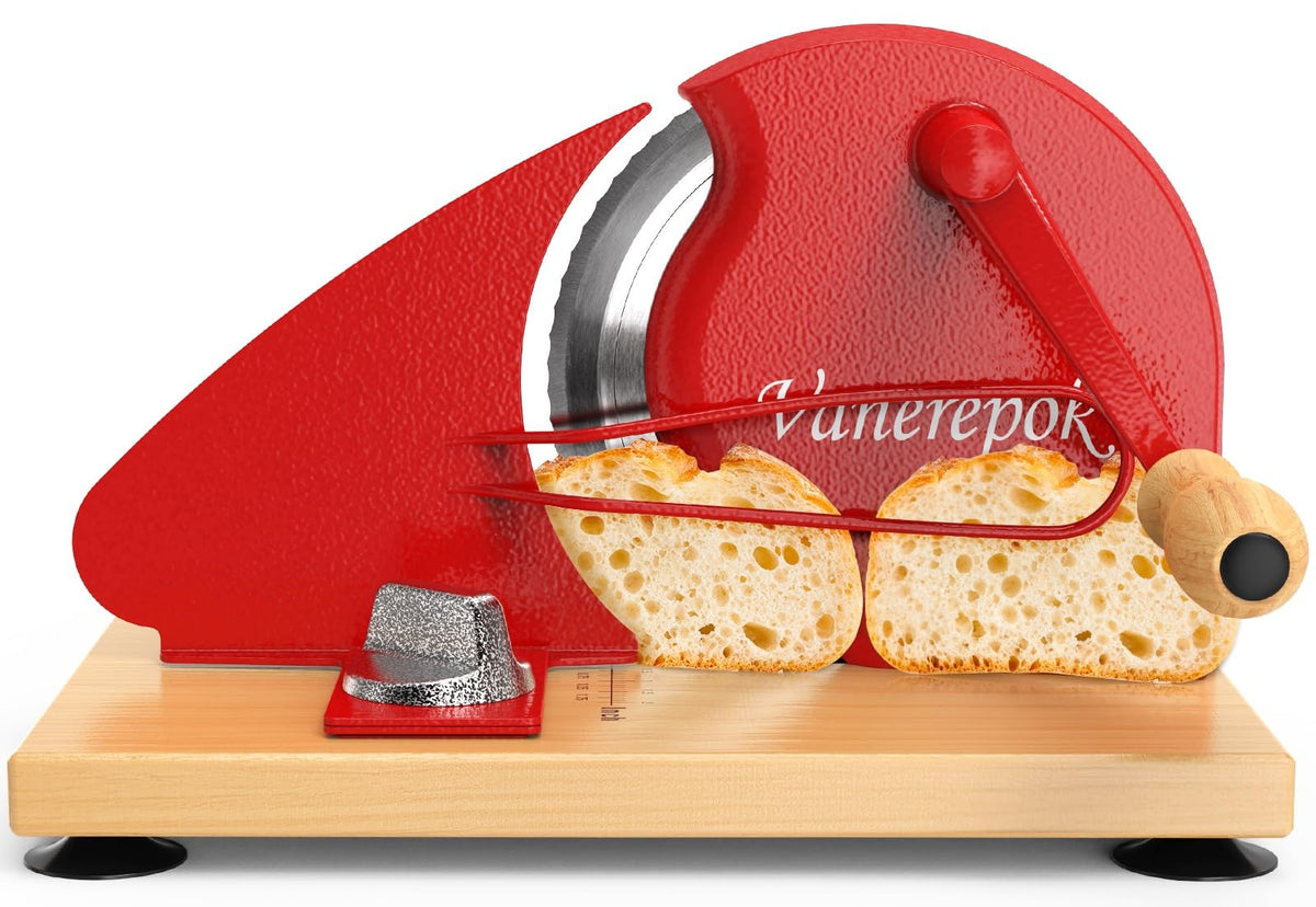 Vanerepok Upgrade Manual Bread Slicer front view showing sturdy build for home use.
