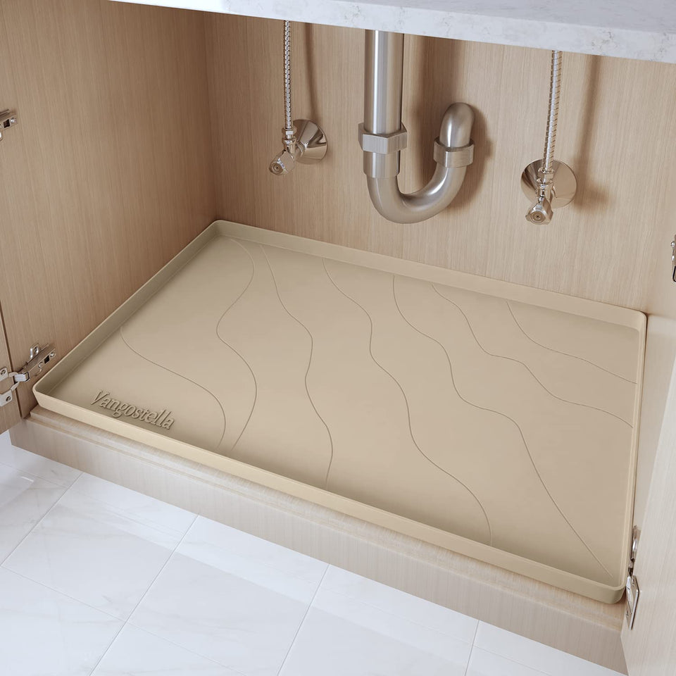 Vangostella heavy duty silicone under sink mat 34x22 covering cabinet floor