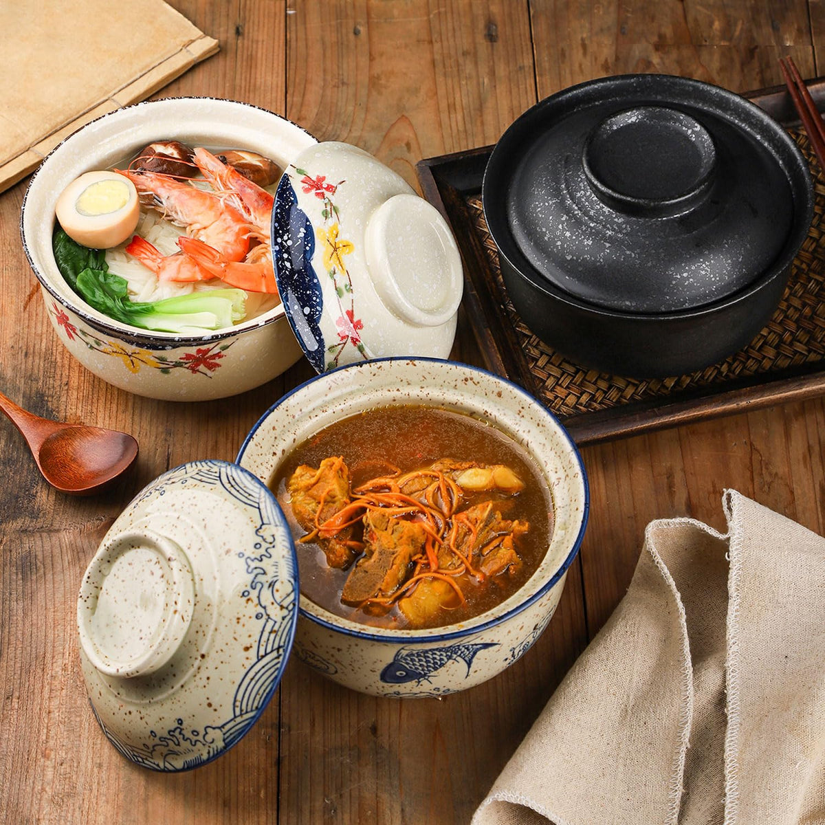 VanEnjoy large-capacity ramen bowl ready for noodle-rich meals.
