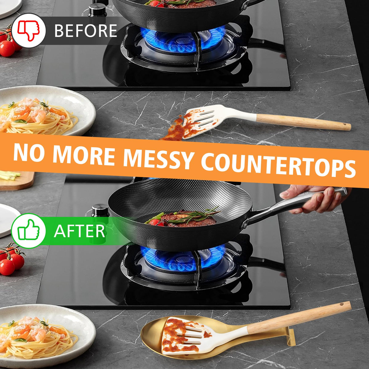 VanlonPro spoon rest with brushed stainless finish and smooth edges for daily use.